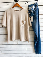 Load image into Gallery viewer, Sand Beige Ribbed Pocket Top