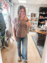 Load image into Gallery viewer, Burgundy Gingham Plaid Top