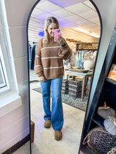 Load image into Gallery viewer, Deep Camel Chunky Knit Striped Sweater