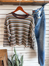 Load image into Gallery viewer, Brown Combo Stripe Sweater Knit Top