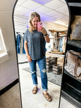 Load image into Gallery viewer, Black Acid Wash Ribbed Top