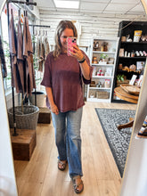 Load image into Gallery viewer, Dark Cherry Acid Wash Waffle Knit Top