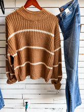 Load image into Gallery viewer, Deep Camel Chunky Knit Striped Sweater