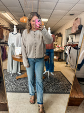 Load image into Gallery viewer, Mocha Stripe Long Sleeve Sweater Cardigan Top