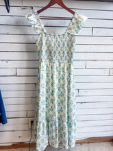 Load image into Gallery viewer, Blue Floral Tile Midi Dress