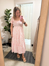 Load image into Gallery viewer, Light Pink Floral Midi Dress