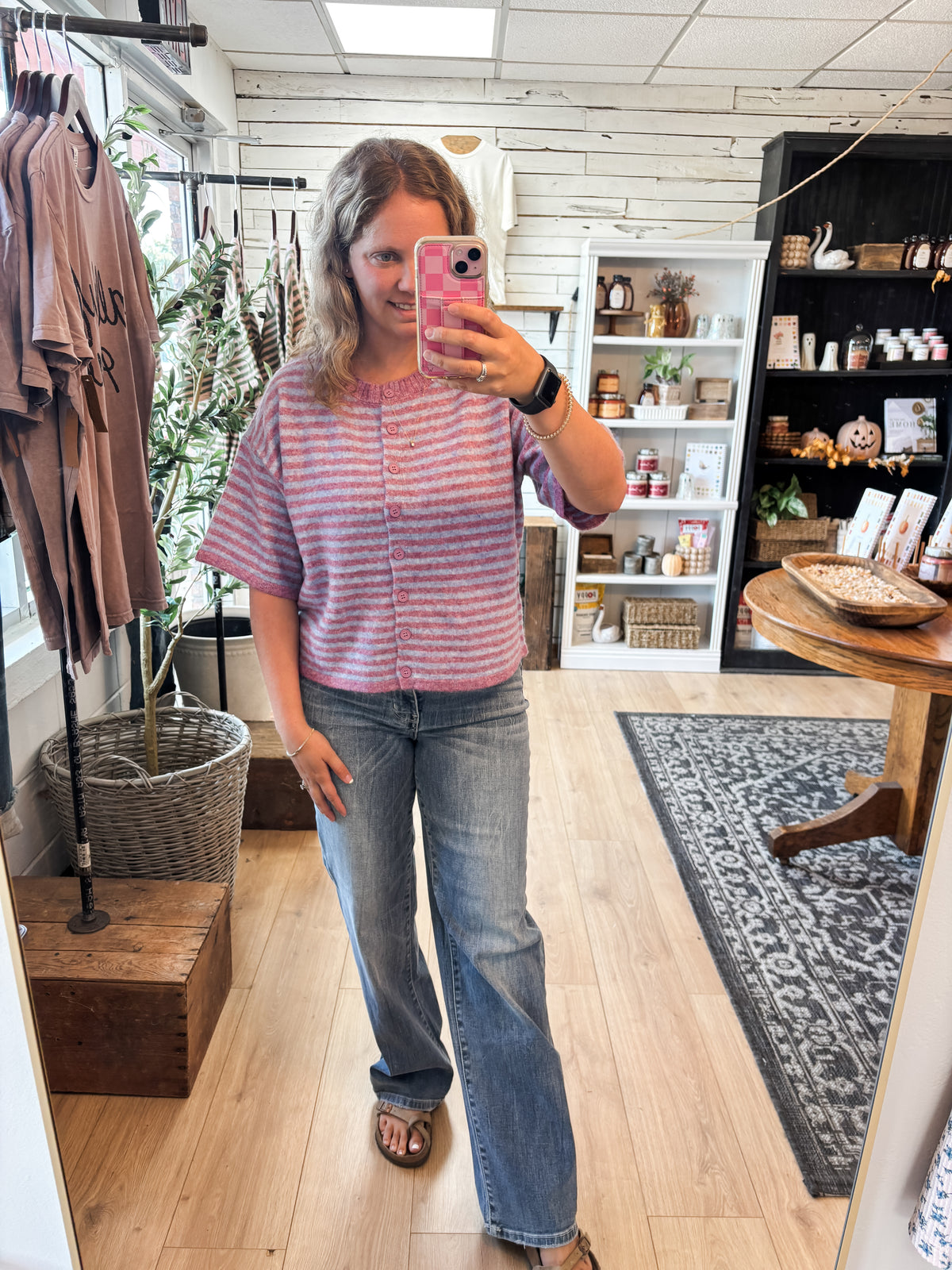 Orchid Blue Stripe Sweater Cardigan Top