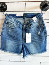 Load image into Gallery viewer, Lilly Judy Blue Frayed Hem High Rise Shorts