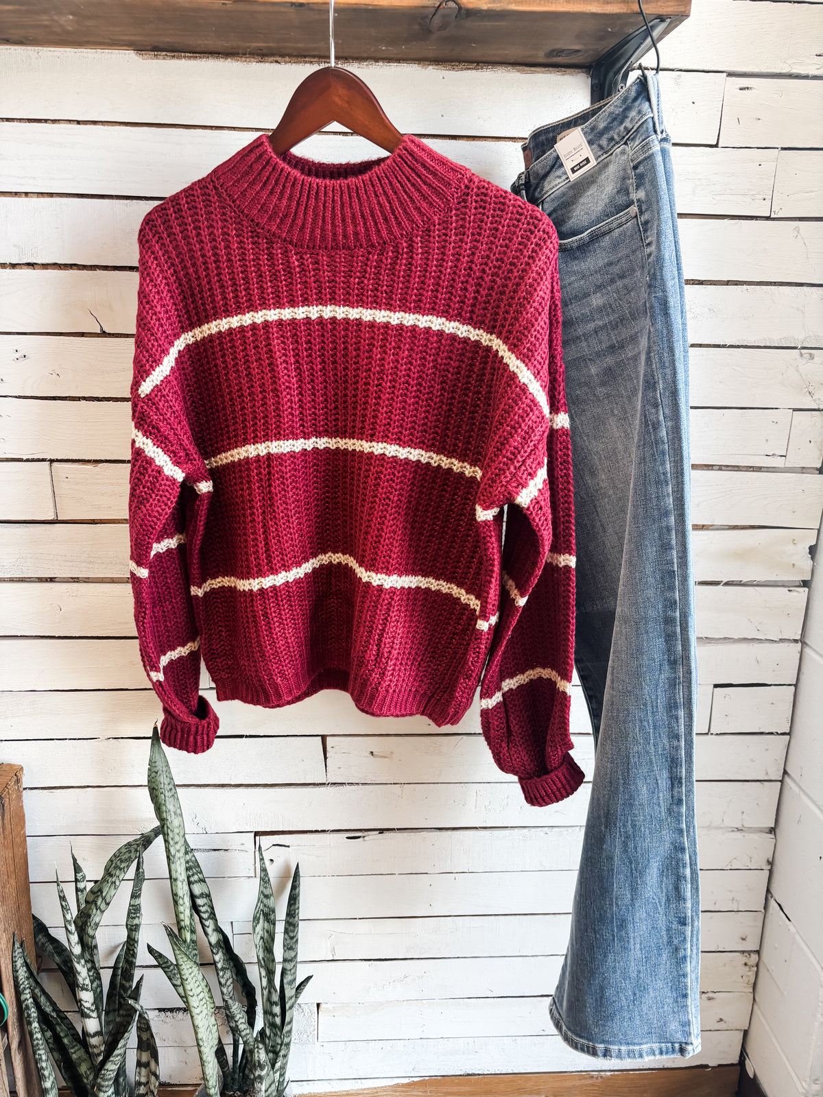 Cabernet Stripe Knit Sweater