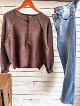Load image into Gallery viewer, Dark Brown Henley Sweater