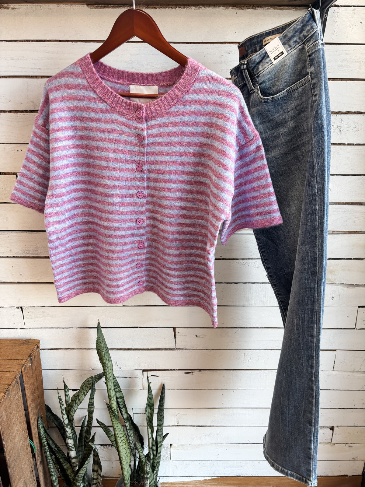 Orchid Blue Stripe Sweater Cardigan Top