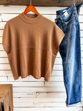 Load image into Gallery viewer, Dark Camel Mock Neck Ribbed Top