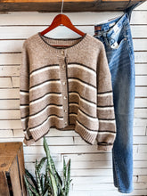 Load image into Gallery viewer, Multi Brown Stripe Cardigan Sweater Top