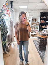 Load image into Gallery viewer, Dark Camel Mock Neck Ribbed Top

