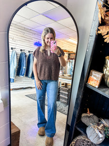 Brown Sweater Knit Top