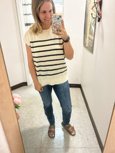 Load image into Gallery viewer, Ivory Black Stripe Sweater Knit Top
