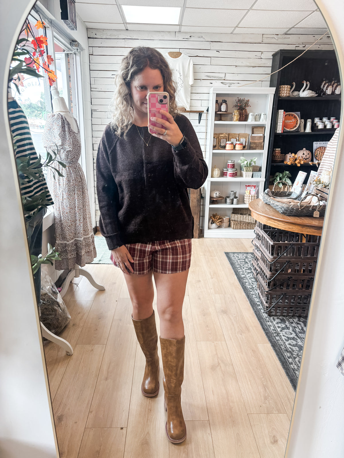 Burgundy Plaid Shorts