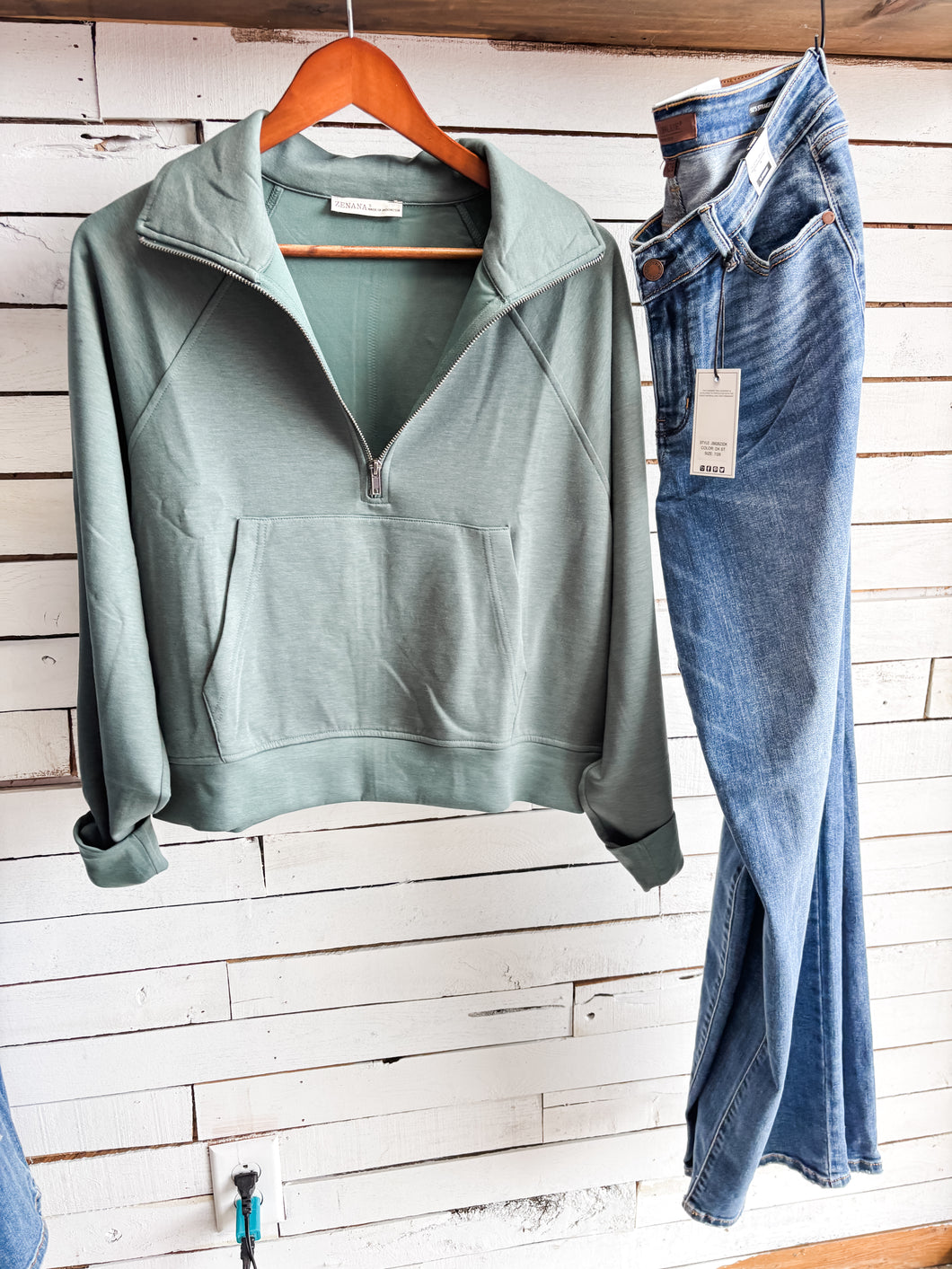 Ash Jade Zip Pullover top