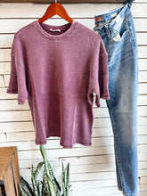 Load image into Gallery viewer, Dark Cherry Acid Wash Waffle Knit Top
