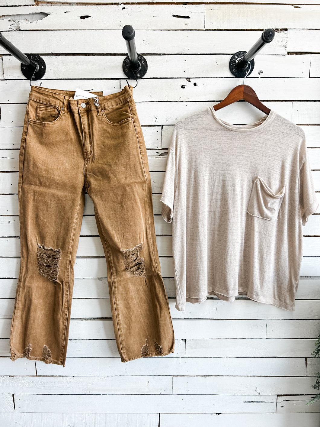 Camel Distressed Jeans