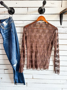 Brown Lace Layering Top PREORDER, will ship this week!