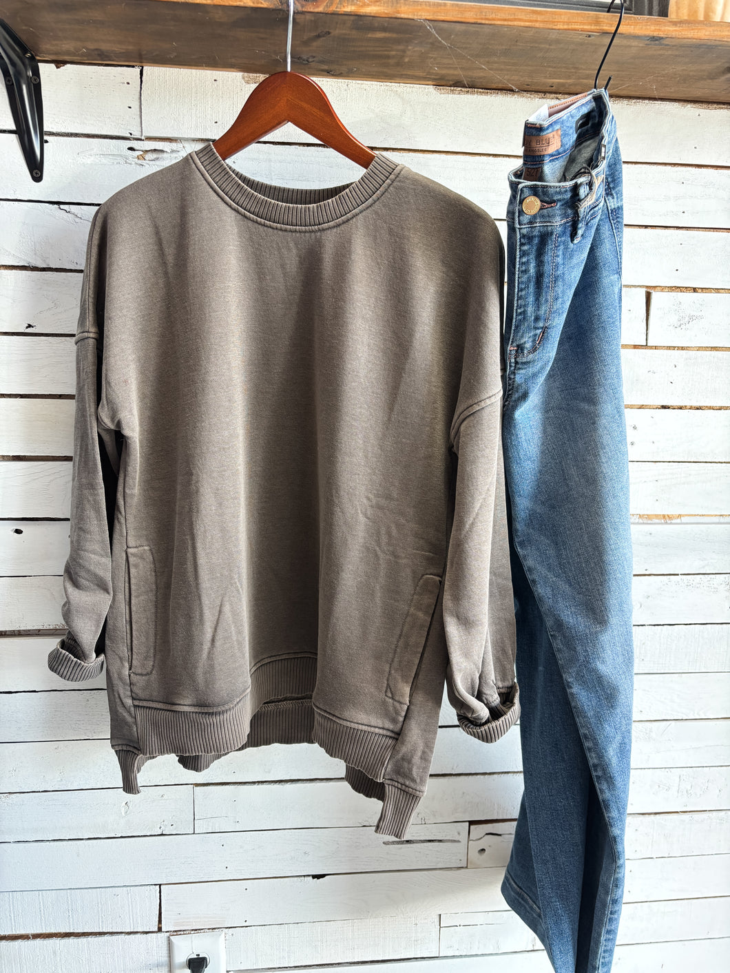 Brown Washed Pullover