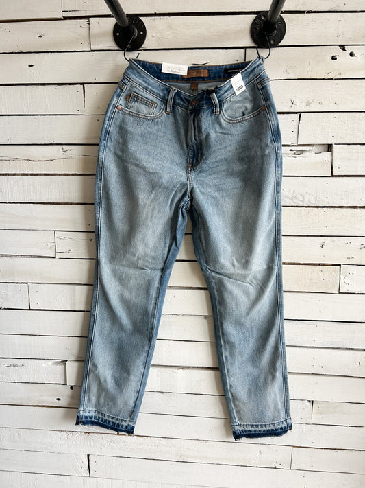 Natalie Judy Blue Mid Rise Boyfriend Fit Jean