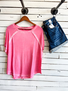Candy Pink Mineral Wash Top