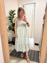 Load image into Gallery viewer, Blue Floral Tile Midi Dress
