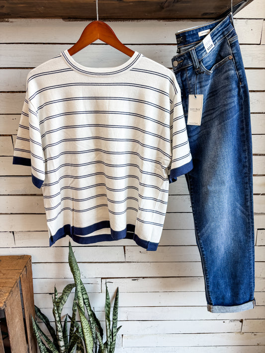Navy Stripe Top
