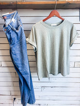 Load image into Gallery viewer, Light Olive Rolled Sleeve Top
