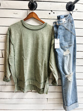 Load image into Gallery viewer, Light Olive Acid Wash Pullover
