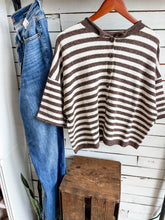 Load image into Gallery viewer, Brown Stripe Sweater Top

