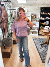 Load image into Gallery viewer, Orchid Blue Stripe Sweater Cardigan Top
