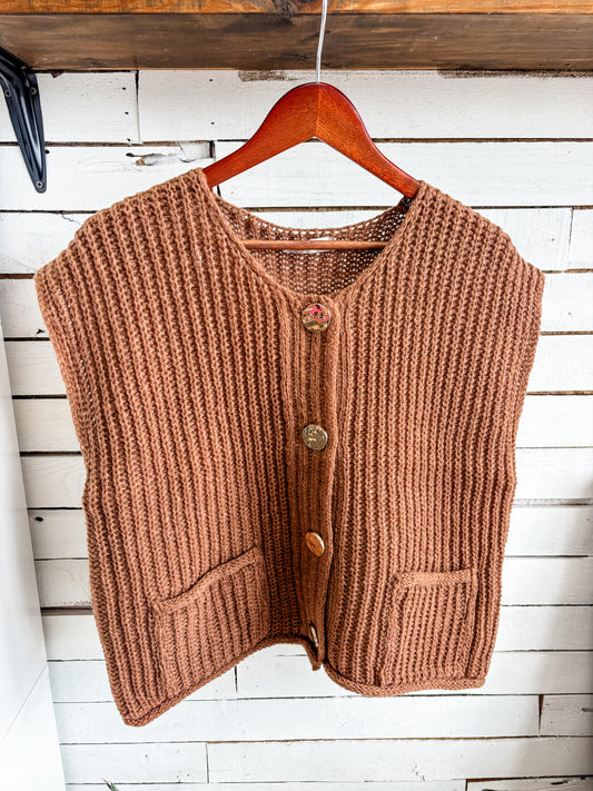 Dark Camel Sweater Vest Top