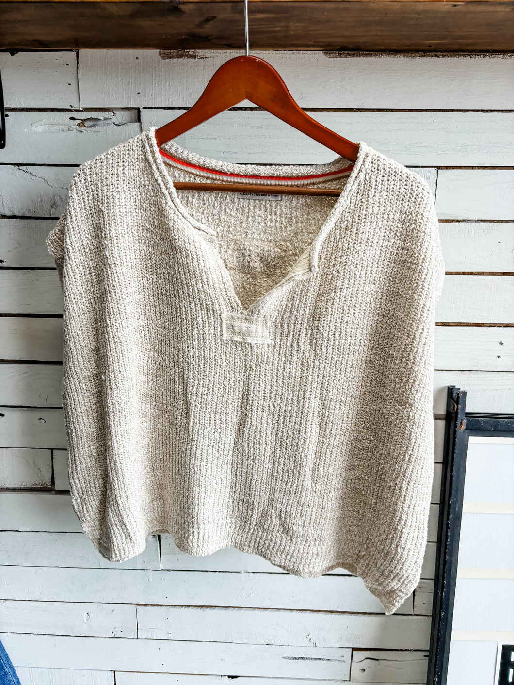 Beige Knit Sweater Top