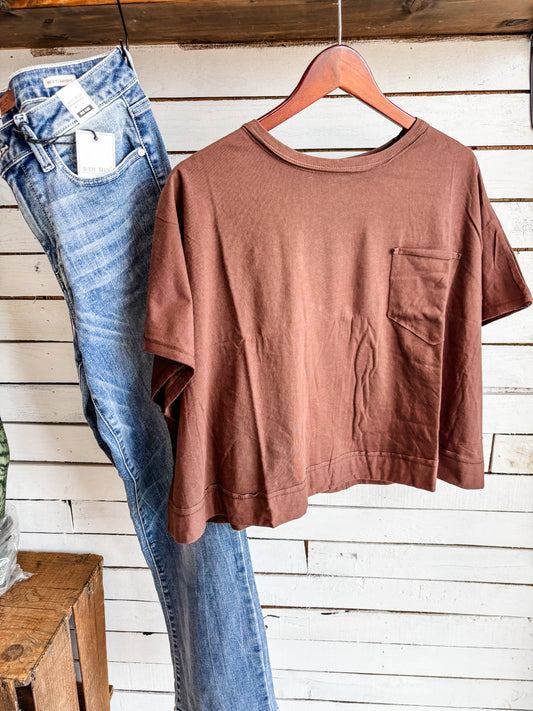 Brown Oversized Pocket Top