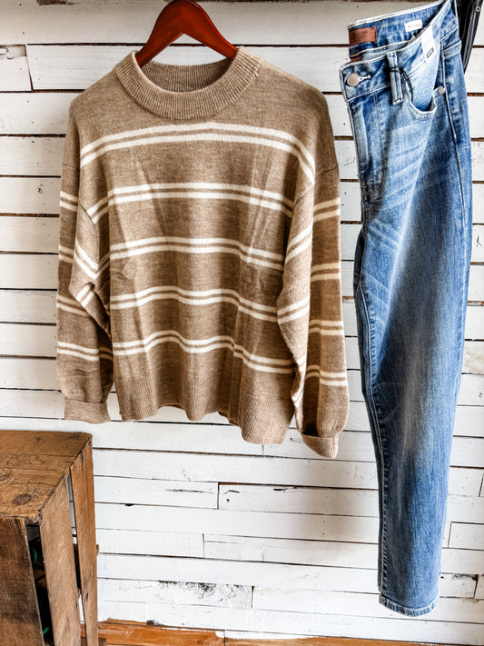 Mocha Stripe Sweater Top
