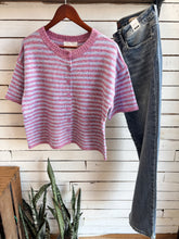 Load image into Gallery viewer, Orchid Blue Stripe Sweater Cardigan Top
