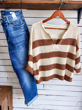 Load image into Gallery viewer, Deep Camel Stripe Sweater Top
