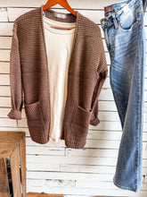 Load image into Gallery viewer, Brown Waffle Knit Cardigan
