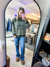 Load image into Gallery viewer, Olive Stripe Hem Detail Sweater
