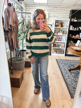Load image into Gallery viewer, Hunter Green Stripe Knit Sweater
