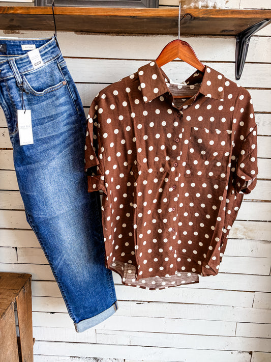 Brown Polka Dot Top
