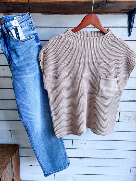 Ash Mocha Mock Neck Sweater Top