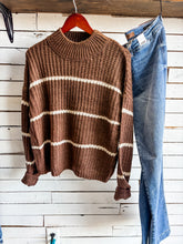 Load image into Gallery viewer, Brown Chunky Knit Stripe Sweater
