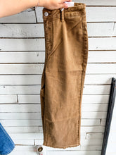 Load image into Gallery viewer, Camel Frayed Hem High Rise Jeans
