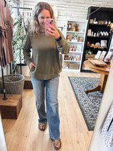 Load image into Gallery viewer, Dark Olive Washed Pullover

