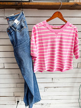 Load image into Gallery viewer, Pink &amp; Oatmeal Stripe Top
