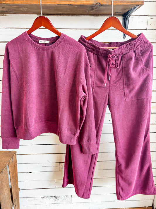 Dark Cherry Waffle Knit Set
